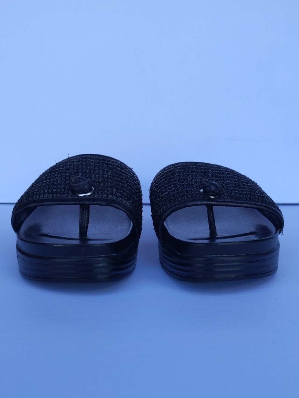 Donald J. Pliner Black Woven Slide Mules with Metallic Accent - Picture 3 of 7